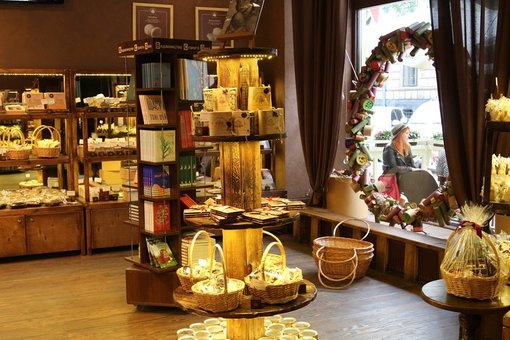 The interior of the cafe "Lviv Chocolate Workshop". Book a table at a discount