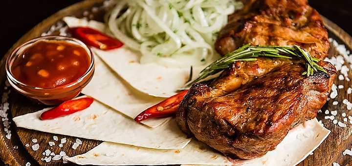 The menu of the restaurant «Black pig». Discounts on all dishes